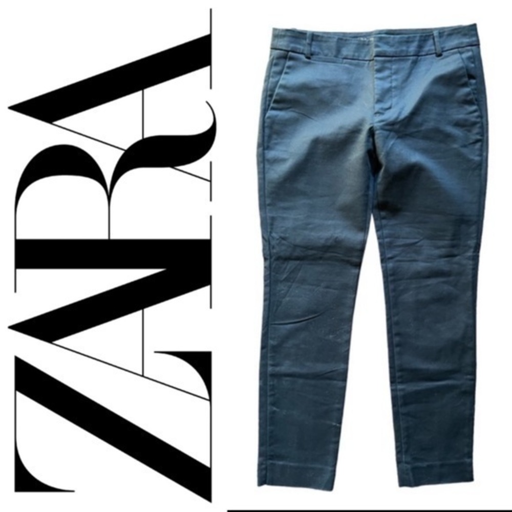 Zara Basic Black Skinny Cotton Blend Trouser Pants